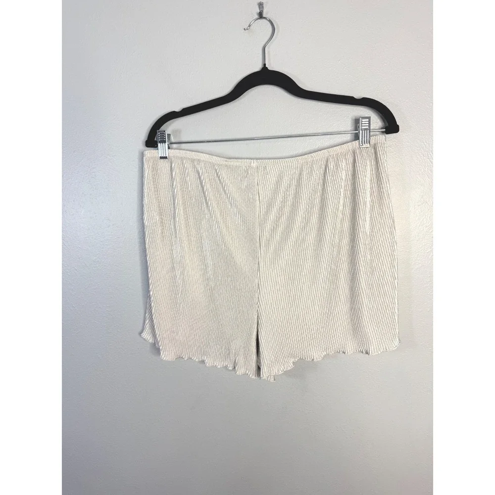 Jason Wu Womens XL Silver Pleated Pajama‎ Set Camisole and Shorts Loungewear